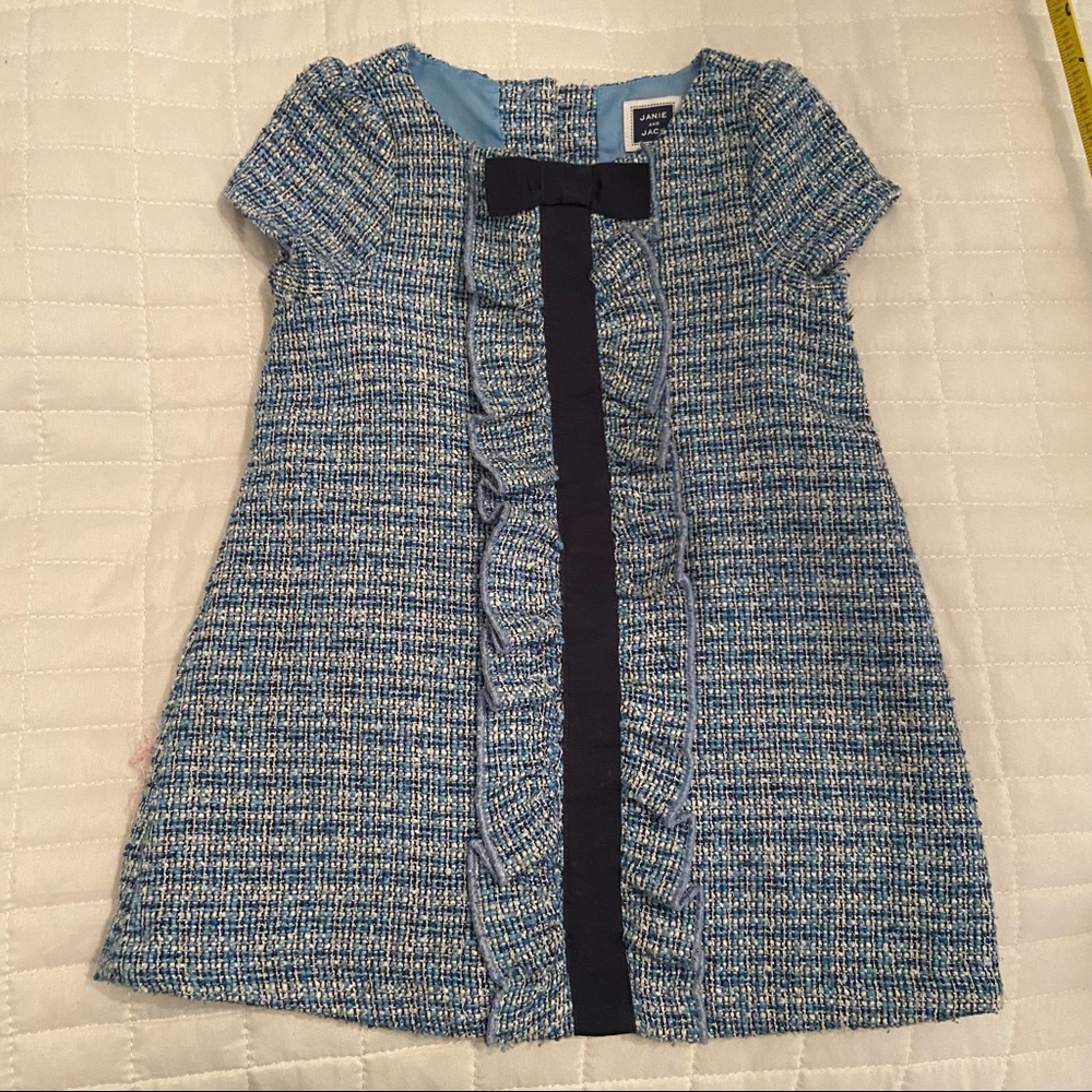 Janie and jack blue girls tweed short sleeve dress